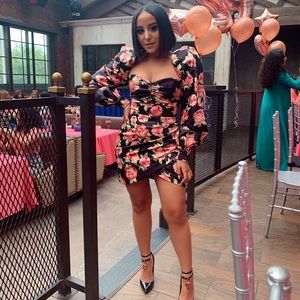 FLORAL SATIN HOUSEOFCB DRESS